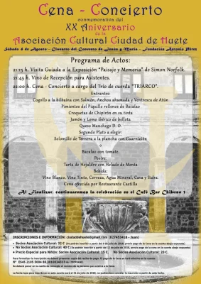 Asociación Cultural Ciudad de Huete - Cartel Cena XX Aniversario