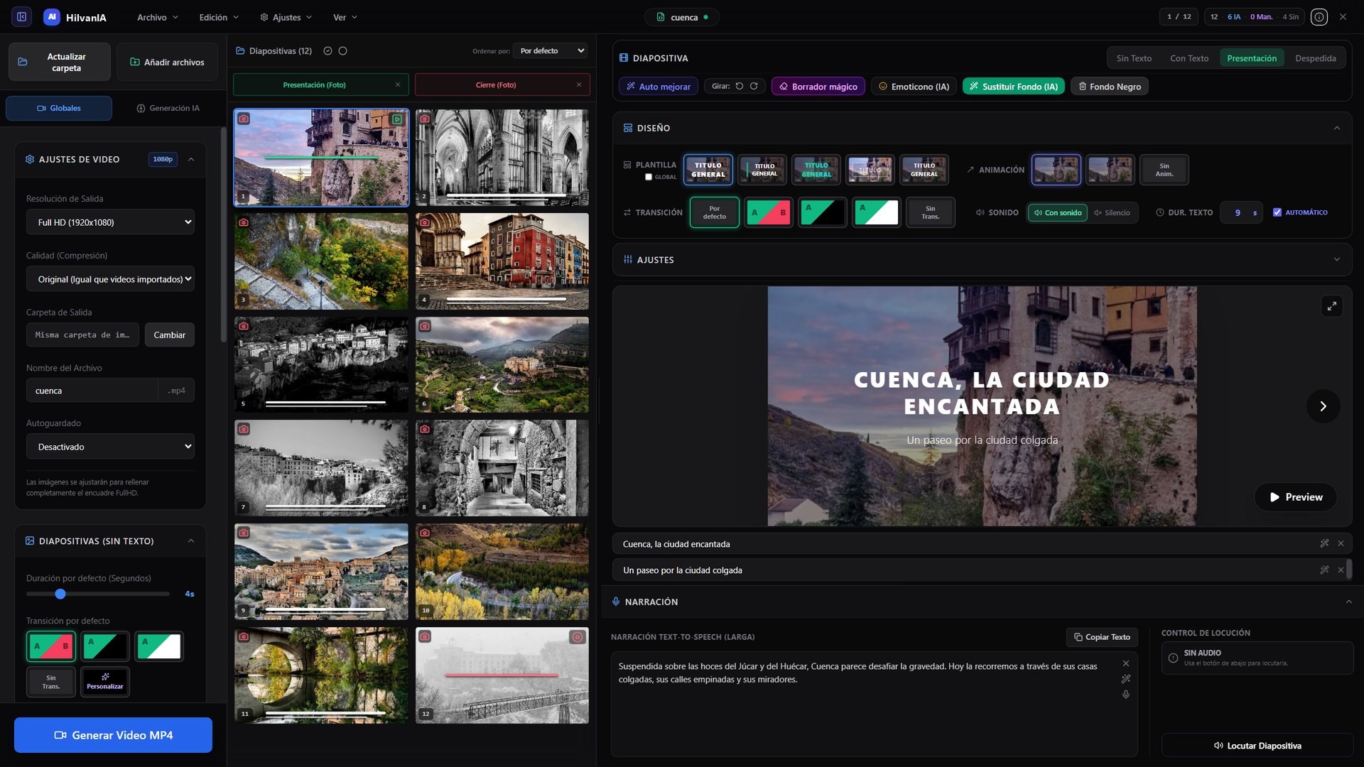 La presentación del vídeo, con el título sobre la primera foto